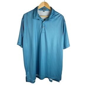 Peter Millar Shirt Men Blue Check XLarge Summer Comfort Performance Polo‎ PW